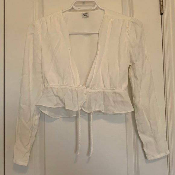Sunday Best Cropped Tie-Front Blouse - Picture 1 of 3